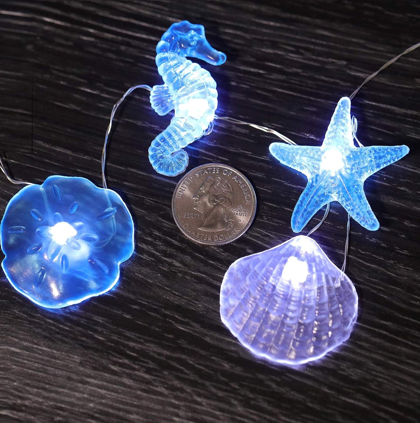 17.5 36 WSgift Coastal String Lights, Ft Cold White LED Beach Decorative String Lights Seashell Seahorse Starfish Sand