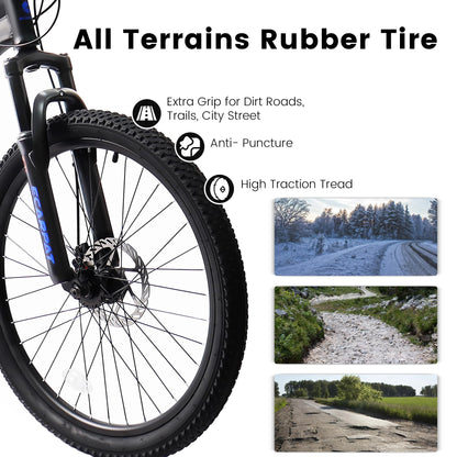 Ecarpat 27.5 Inch Mountain Bike for Men Women Adult, Carbon Steel Frame Mountain Bike with Full Suspension and Dull Disc Brake, 21-Speed MTB Bicycle, Black