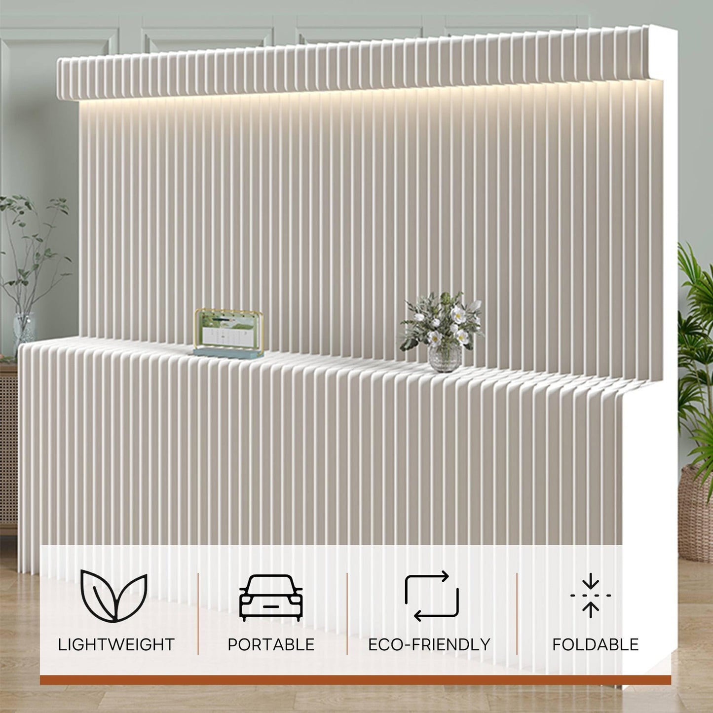 Folding Paper Room Divider, Extra Tall Portable Privacy Screen for Bedroom, Freestanding Lightweight Partition Wall, Adjustable Removable Panels for Home Office Dorm Studio