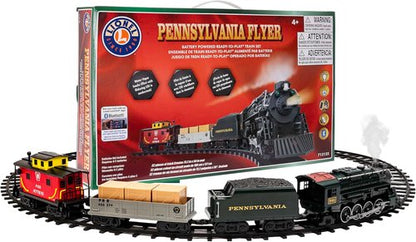 Lionel Pennsylvania Flyer Battery-Powered Train Set - Bluetooth Control, Water Vapor Smoke & Lights | 2-Rail Track for Kids 4+