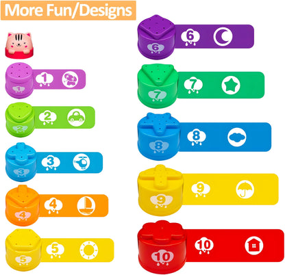 MOONTOY Stacking Cups Baby Toys 6 10 12 18 Months, Montessori Toys for 1 Year Old Toddler Learning Toy with Numbers Shapes Patterns, Baby Bath Toy 6-12 Months, Gifts for 1 2 3 Year Old Boys Girls