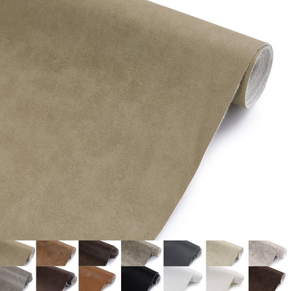 Faux Leather Vinyl Upholstery Fabric by The Yard, 1.3mm Thick Soft Anti-Scratch Durable Marine Vinyl Fabric Synthetic Leather for Sofa Bags Chairs Car Seats DIY Crafts, 1 Yard Cut 55" x 36" (Oatmeal)