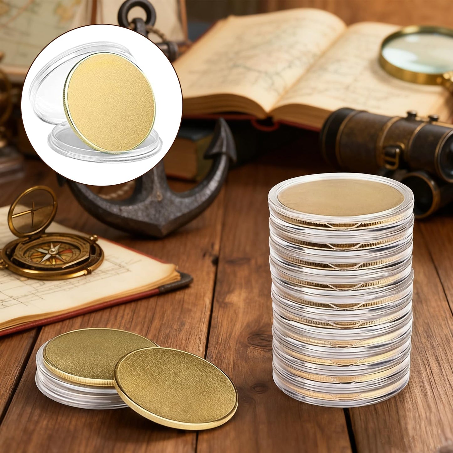 20PCS Brass Coin Blanks 40mm Diameter 2mm Thickness Laser Engravable Coins for DIY Customization Personalized Gifts Challenge Coins Memorial Projects