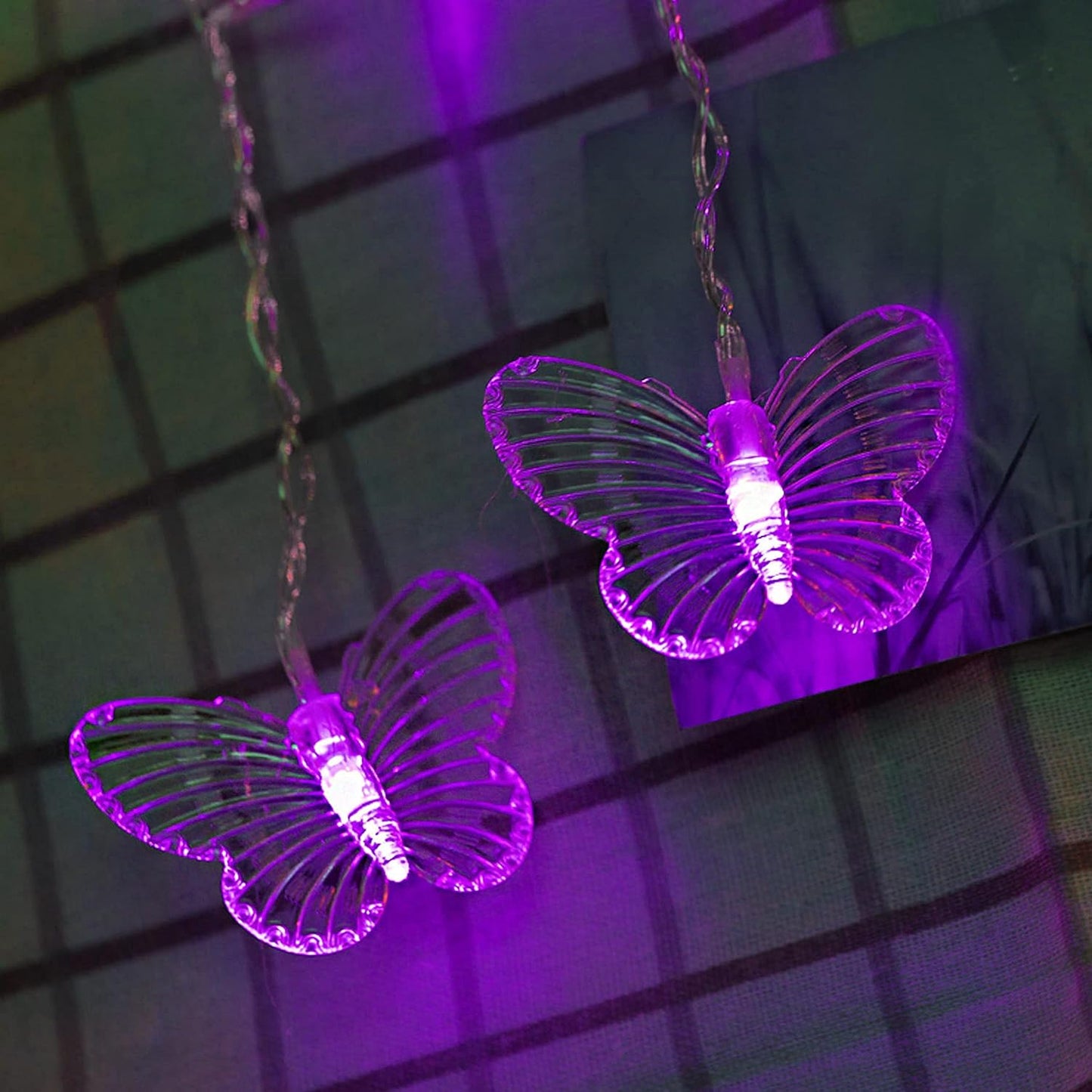 13ft 96 16 8 Decorman Butterfly Curtain Lights, LED USB Window Fairy Lights Butterflies Modes Firefly Twinkle Timer