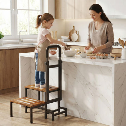 VonDream 2-Tier Bed Step Stool with Adjustable Handrails for High Beds