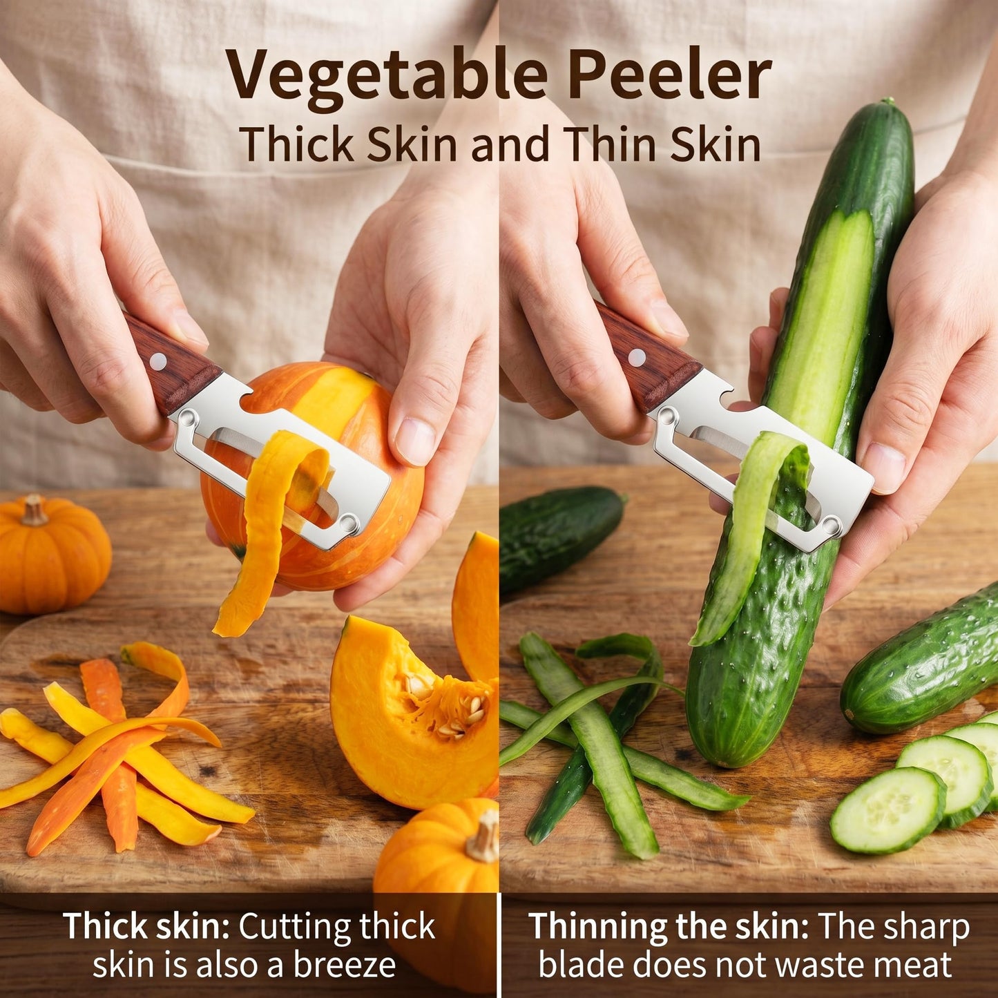 Multifunctional Vegetable Peeler for Kitchen & Bottle Opener,2 in 1 Stainless Steel Paring Knife for Fruit Veggie,Kitchen Gadgets for Sugar Cane Potato Fruit Pineapple Pumpkin Veggie Peeler