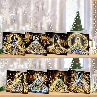 Muzagroo Art DIY Diamond Art Weding Blessing Cards Kits for Adults Diamond Painting Greeting Cards with Envelopes for Beginners Gem Art Cards 8PCS (Wedding)
