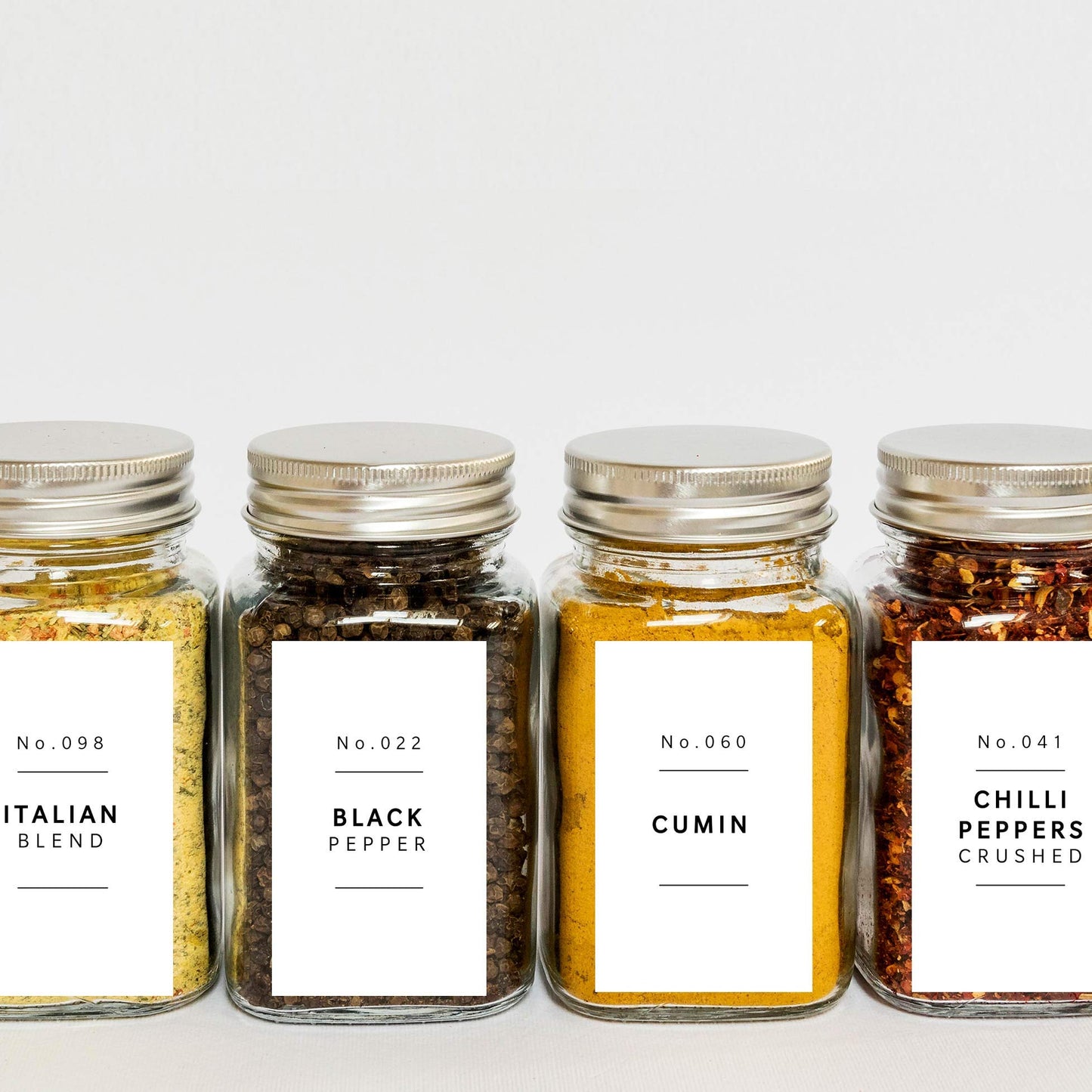 Lovable Labels Farmhouse Spice Jar Labels - Minimalist 184 Preprinted + 8 Blank Write-on Stickers Dishwasher Save & Waterproof Great for Spices and Seasonings Set to Organize Your Spice Rack