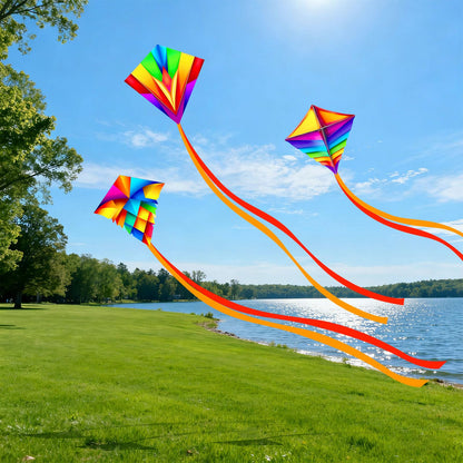 Simxkai 3-Pack Small Diamond Flyers for Toddlers Age 2-4 | Kids Outdoor Toy with Rainbow Colors, Easy Flight for Beginners, Beach Park & Birthday Gift Set