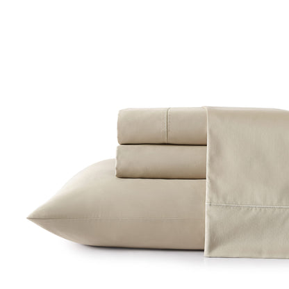Nautica - King Sheets, Cotton Sateen Bedding, 400 Thread Count, Silky Smooth & Wrinkle Resistant (Regatta Beige, King)