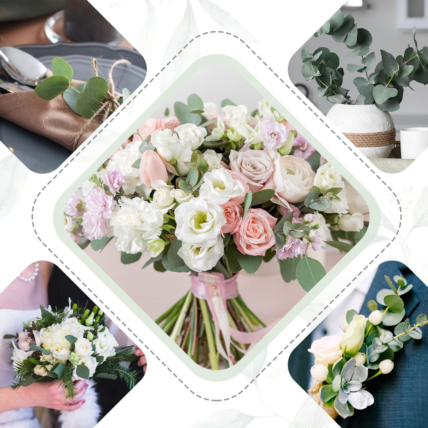 Giegxin 90 Pcs 3 Kinds Mixed Artificial Eucalyptus Leaves Stems Bulk Silver Dollar Leaves Picks Dried Eucalyptus Bundle Faux Spray for Wedding Vase Bouquet Floral Arrangement (Green)