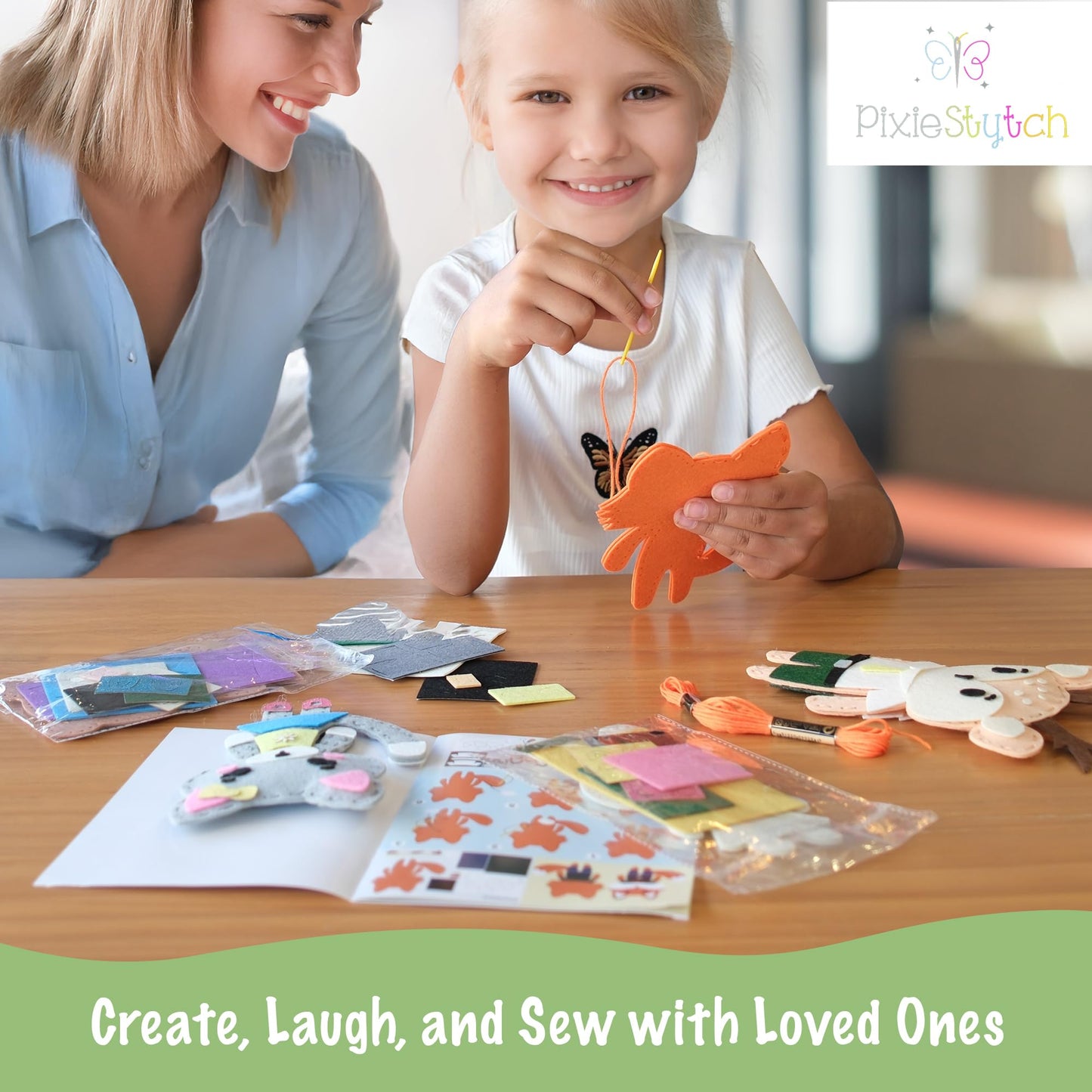Pixiestytch Sewing Kit for Kids - Sew & Create 6 Adorable Stuffed Animal Projects - Fun DIY Craft Set for Ages 6 and up - Educational & Creative Sewing Kit for Girls & Boys - Gift for Young Crafters