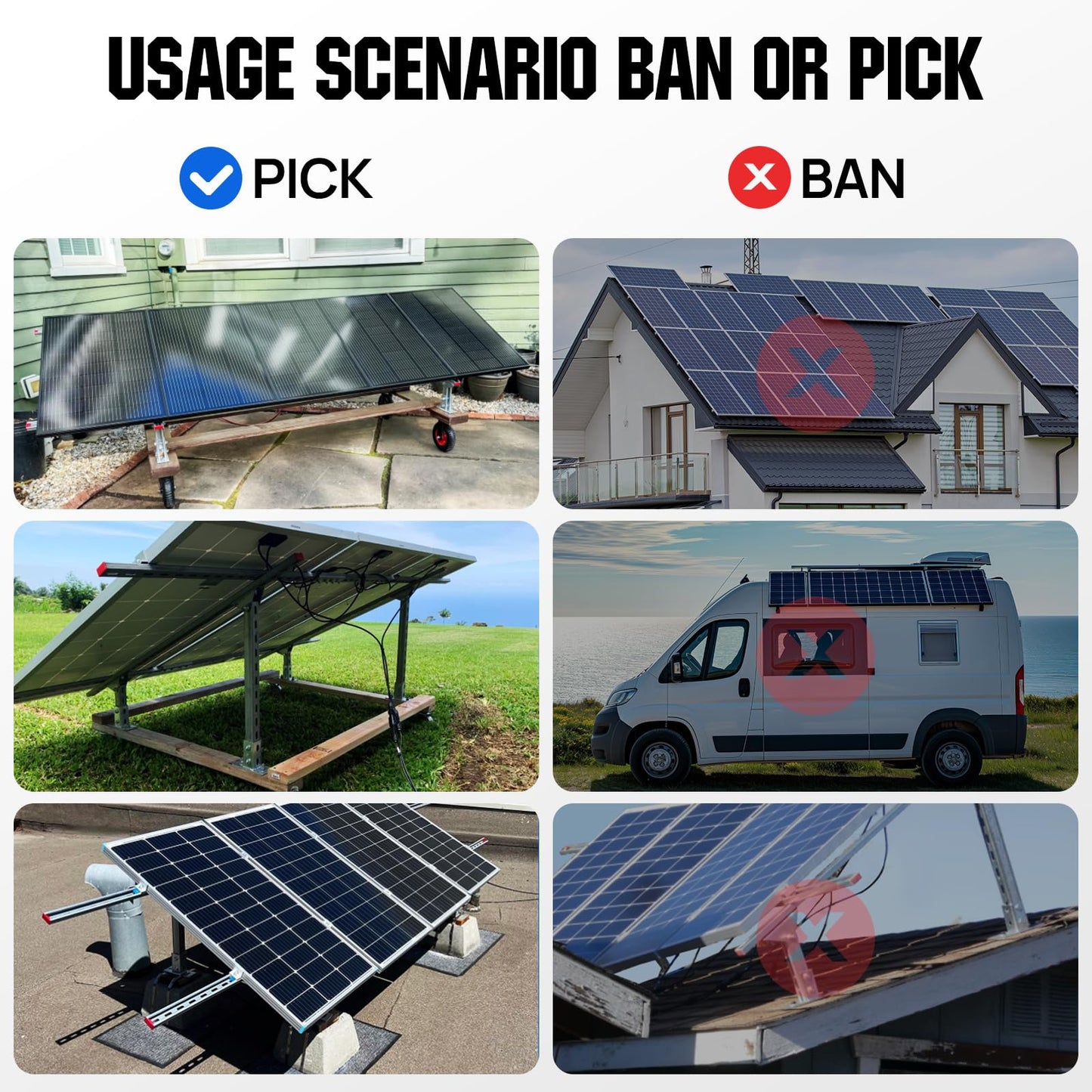 ECO-WORTHY Upgraded Solar Ground Mount Adjustable Multi-Pieces Solar Panel Mounting Brackets Kit System for 4pcs 200W/3pcs 300W/2pcs 400W Solar Panels for Ground,Open Space, Cabins and Backyard Sheds
