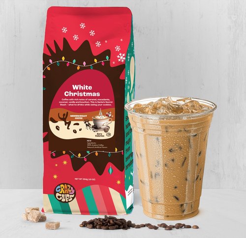 Crazy Cups Flavored Ground Christmas Coffee, White Christmas Coffee in 10 oz Bag, For Brewing Flavored Hot or Iced, (Pack of 1)