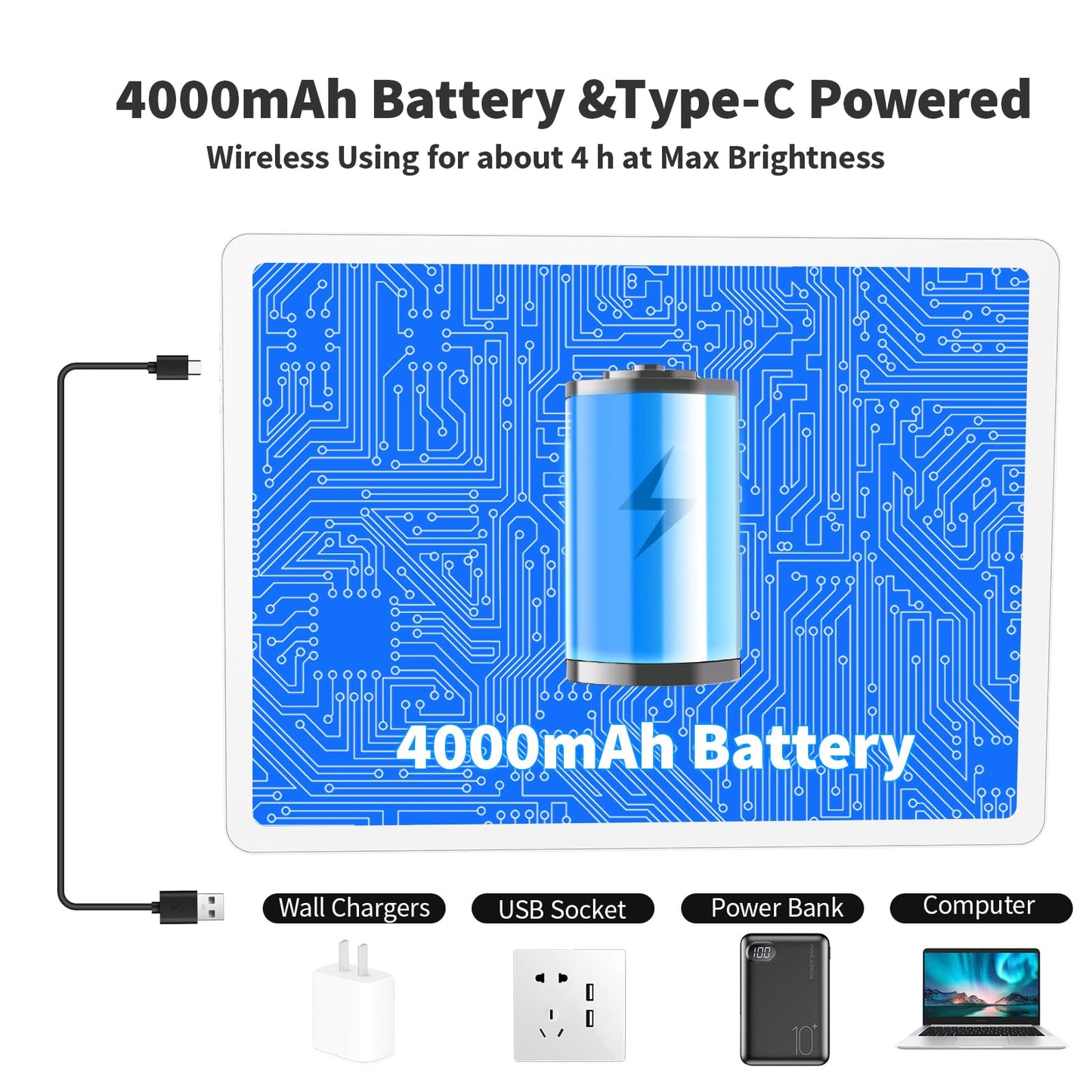 Elice Rechargeable A3 Light Pad for Diamond Painting, Magnetic LED Light Board with Physical Button, Super Bright Diamond Art Light Pad, Ultra-Thin Light Box for Tracing, Weeding Vinyl, Artists -White