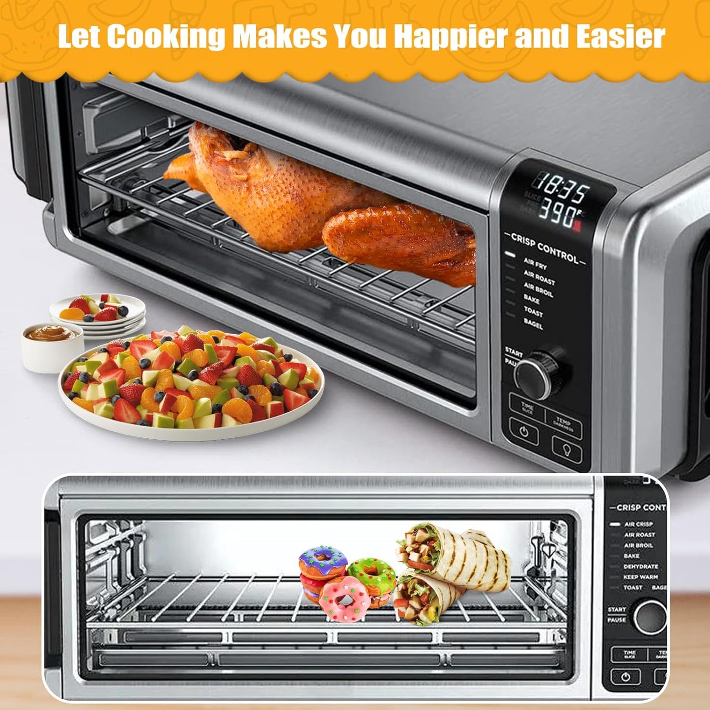 Air Fryer Rack for Ninja Foodi 10 in 1 SP100, 13.4'' Stainless Steel Accessories for Countertop Oven, Dishwasher Safe