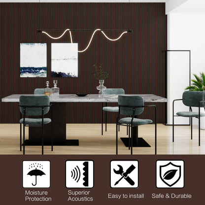 RODENET Soundproof 3D Slat Wall Panels 4-PACK 94.5"x11.8" MDF Acoustic Panels with Realistic Wood Grain for Noise Reducing Decor(DARK WALNUT)