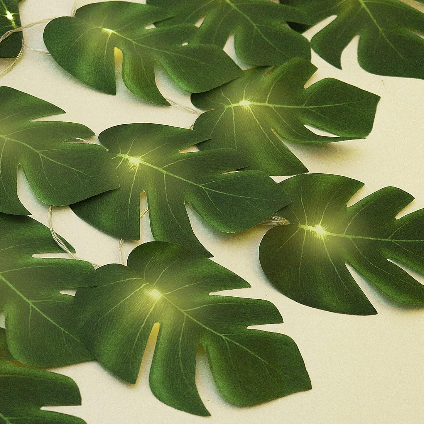 20LED Greenery,Summer RECUTMS Monstera Leaf String Lights, Tropical Artificial Rattan Palm Leaves Wall Hanging Vine