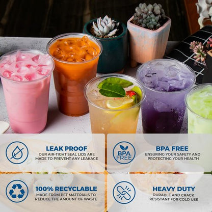 Freshware Clear Plastic Cups [100 Pack - 20 oz] Disposable Cups for Iced Coffee, Smoothie, Milkshake, Cold Drinks