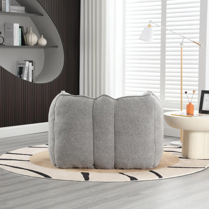Plush Grey Chenille Bean Bag Chair for Adults | Large Comfy Lounger with Footstool | Ideal for Living Room, Bedroom, Gaming, Reading | 41"x32"x25"