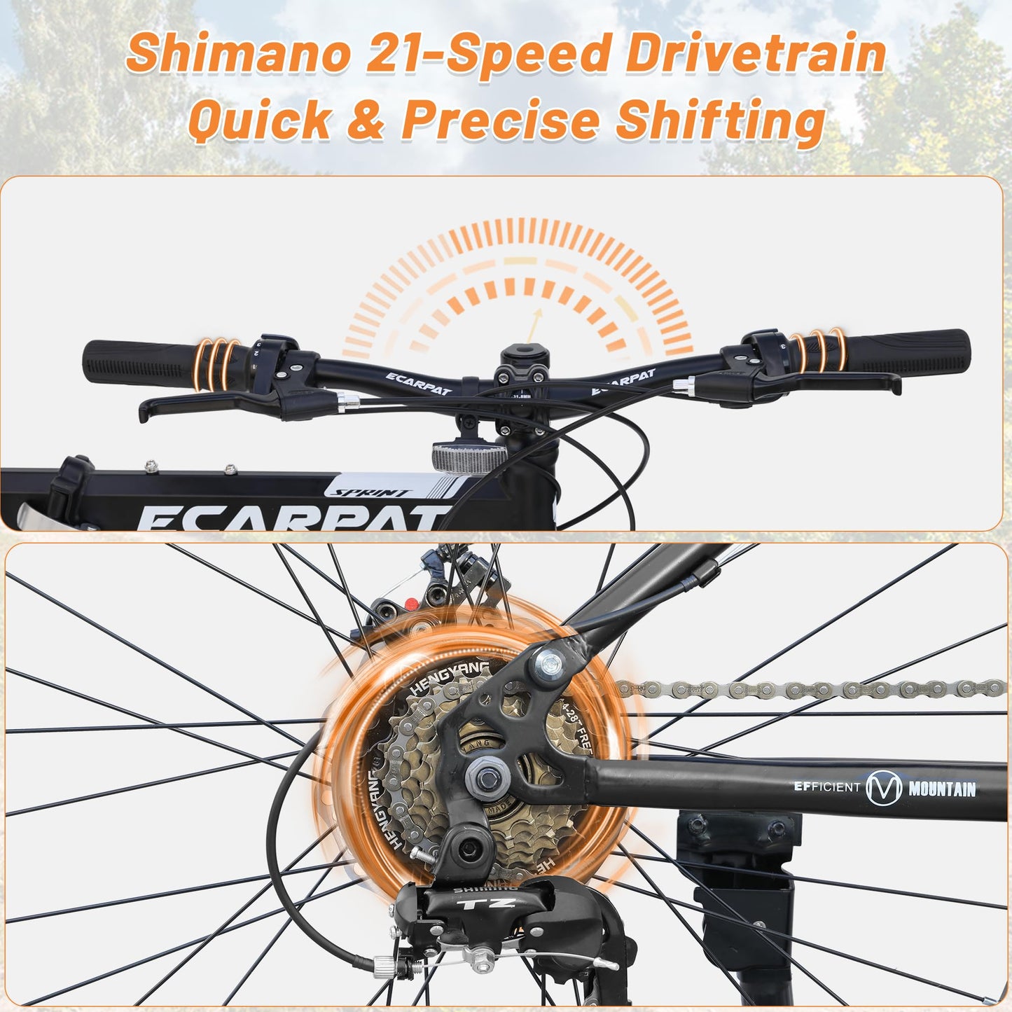 Ecarpat 26 Inch Folding Mountain Bike, 21 Speed Full Suspension High-Carbon Steel MTB, Dual Disc Brake Foldable Bicycle, Folding Bikes for Adults Men Women