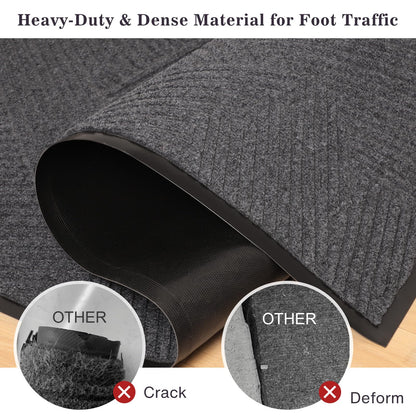 BelleCosy Heavy Duty Door Mat Indoor Outdoor, 5′ x 7′ Low Profile Non Slip Commercial Floor Mat for High Traffic, Grid-Pattern Waterproof All-Weather Industrial Entryway Rug for Garage, Patio