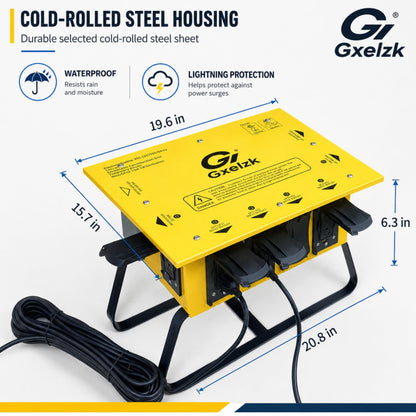 Power Distribution Box Temporary Distribution Box, It has Both 50A and 30A inlets, six 120V CFGI duplexes,Safe and Reliable Power on Any Construction site (50A-Temporary Distribution Box)