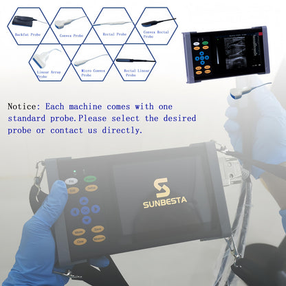 SUNBESTA Veterinary Ultrasound Machine A20, 3.5MHz Convex Probe, Aluminum Alloy Design, Rechargeable+ Carrying case, Friendly to Beginners, for Dog Kennels, Pig Farm and Sheep Farm Pregnancy Check