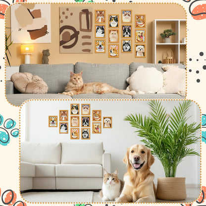 Saillong 24 Pcs Small Diamond Painting Kits Set Mini Diamond Art Set for Beginners, Full Paint Art 1-Hour Painting for Home Decor Desktop, 5.12x3.94 Inches(Cat and Dog)