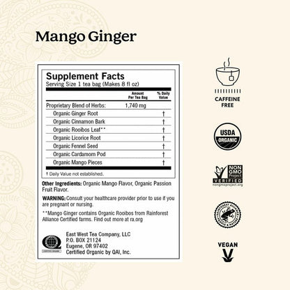 Yogi Tea Mango Ginger - 16 Bags per Pack (4 Packs) - Organic Ginger Root Tea to Support Healthy Digestion - Contains Antioxidants - Includes Cinnamon Bark, Rooibos Leaf, Mango Flavor & More
