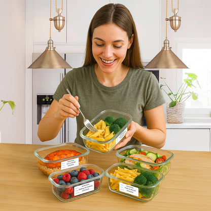 200 Meal Prep Freezer Food Labels - 2.75 x 1.25 Inch Freezer Tape Labels for Food Containers to Write On, Removable Easy Peel Off, Kitchen Pantry Storage Stickers, Oil Water Resistant