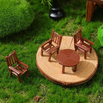 4 Sets Dollhouse Furniture - 1/50 Scale Miniature Dollhouse Table and Chairs Plastic Mini Dining Room Table Chairs for Fairy Garden Doll House Accessories