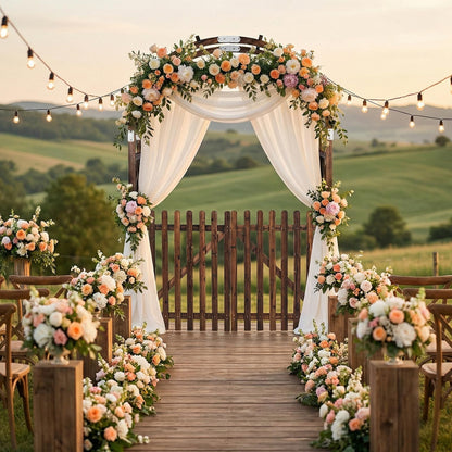 VINGLI Wooden Garden Arbor, Heavy Duty Outdoor Frame Trellis with Gate for Ceremony, Wood Trellis Garden Arch Pergola for Plant Climbing, Patio, Lawn, Wedding