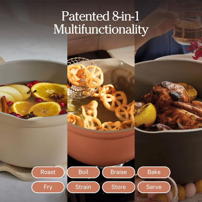 Our Place Perfect Pot | 5.5 Qt Ceramic Pot with Lid & Spatula | Patented 8-in-1, PFAS-Free Nonstick, Non-Toxic Cookware | Induction & Oven-Safe up to 450°F | Steam