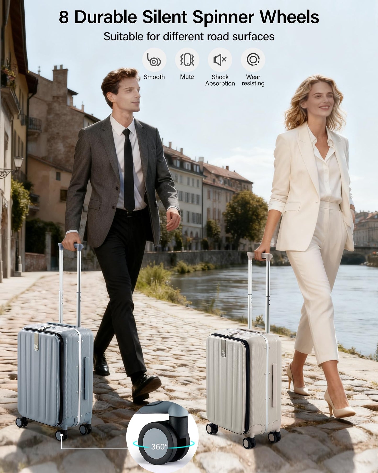 Hanke 26 Inch Large Checked Luggage PC Hard Shell Luggage Top Opening Travel Luggage Suitcases with Wheels for Woman Men.(Grey)
