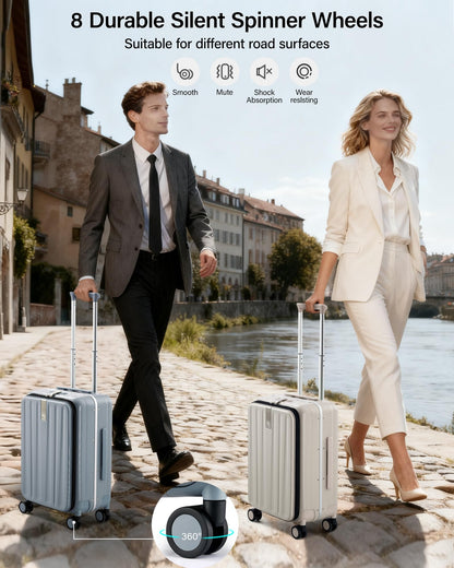 Hanke 26 Inch Large Checked Luggage PC Hard Shell Luggage Top Opening Travel Luggage Suitcases with Wheels for Woman Men.(Grey)