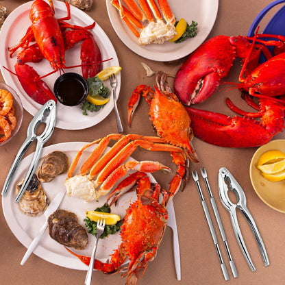 16 Set, Set Pcs Lobster Crackers and Picks Crab Leg Cracker Tools, Stainless Steel Seafood Lobster Crackers & Forks Nut