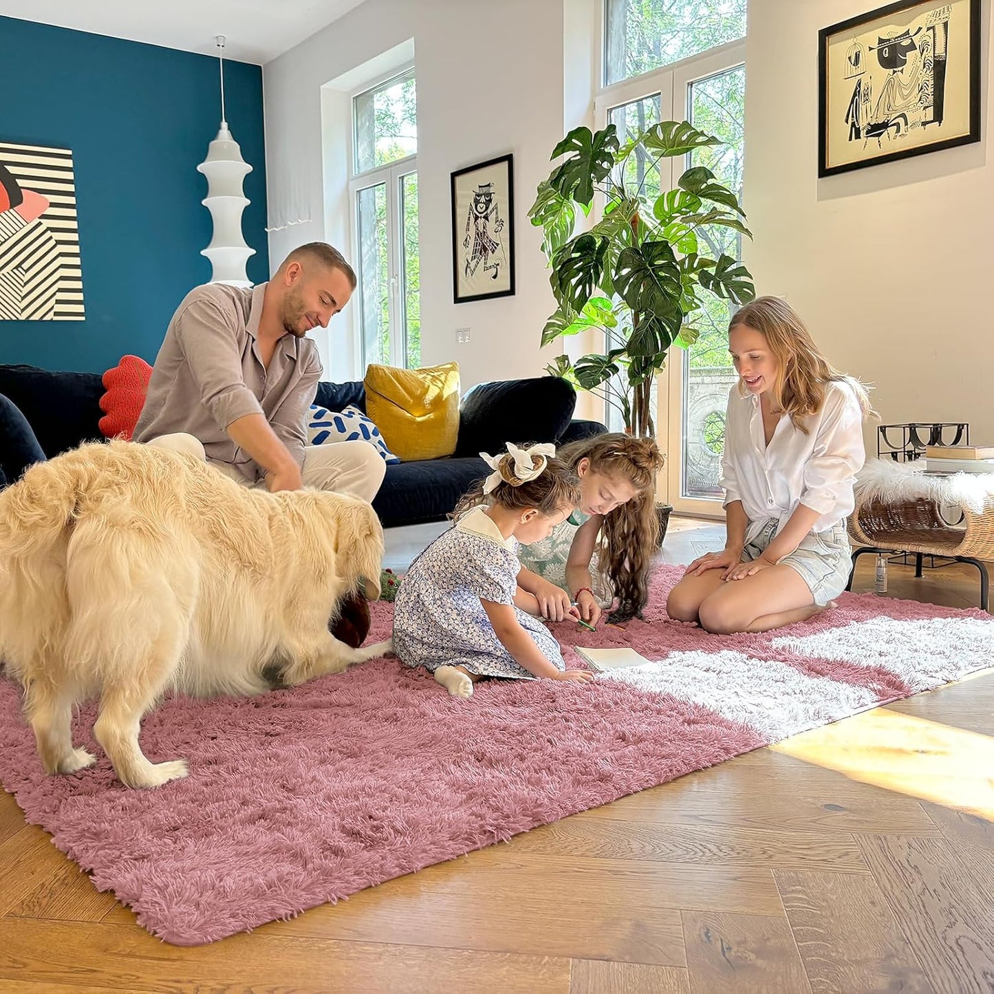 OLANLY Machine Washable 2x4 Runner Rug - Soft Fluffy Shaggy Design for Bedroom & Hallway | Pale Pink