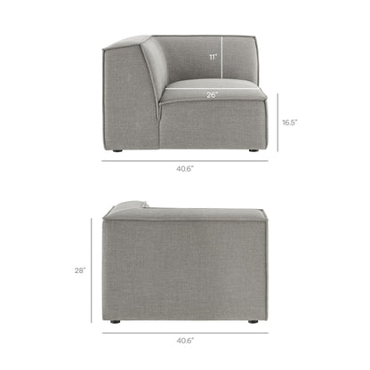 Modway Restore Performance Fabric Upholstered 4-Piece Modular L-Shaped Armless Sectional Sofa in Pewter – Low Profile Couch with Coil Seat Support and French Piping