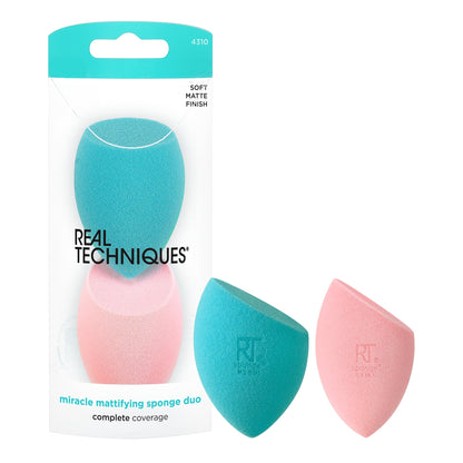 Real Techniques Miracle Airblend Sponge, Matte Makeup Blending Sponge, For Liquid, Cream, & Powder Products, Offers Medium To Full Coverage, Foundation Sponge, Latex-Free Foam, 1 Count