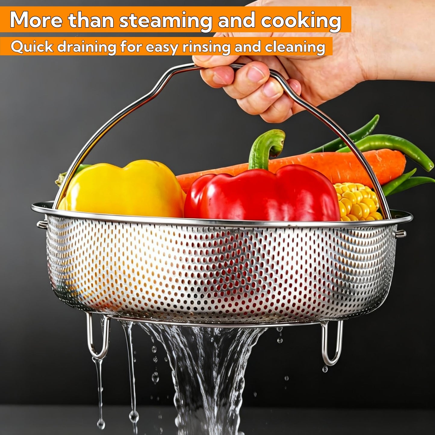 Stainless Steel Steamer Basket, Silver Steamer Basket for Pot,Vegetable & Dumpling Cooker, Egg Holder, Pasta Strainer Rack, Dishwasher Safe Kitchen Cookware