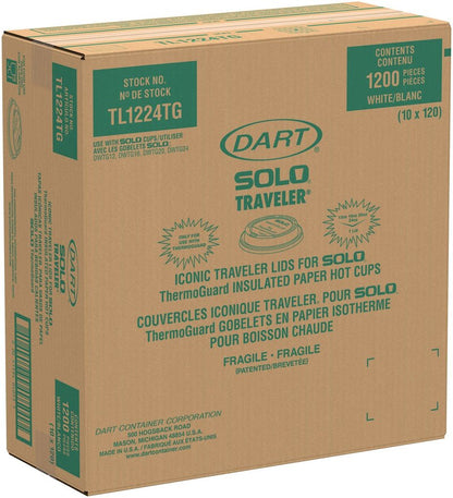 Lids for ThermoGuard, White Traveler, 1200ct for 12oz - 24oz