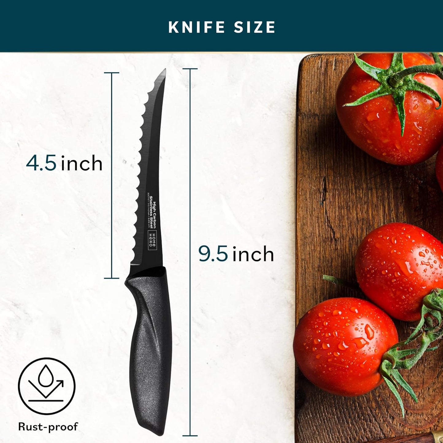 Home Hero 2 Pcs Tomato Knife with Sheath, High Carbon Stainless Steel Chopping Knife with Ergonomic Handle, Razor-Sharp