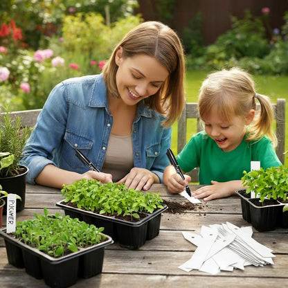 EMBRASUN 350 (350PCS) Plant Labels PCS, Slim White Garden Plant Tags with Holes, PP Plastic Waterproof Labels