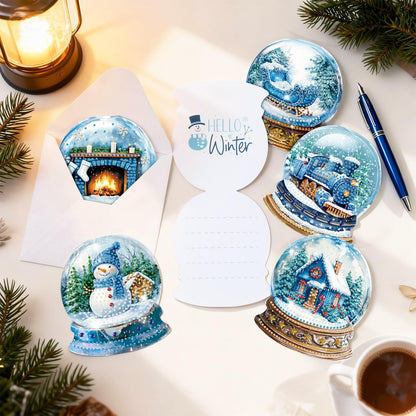 Humyoun 30 Pack Winter Diamond Art Cards with Envelopes Winter Diamond Painting Card Bulk Elk Snowman Gingerbread Santa Nutcracker Greeting Postcard 5d Round Drill Art Craft for Adult Beginner