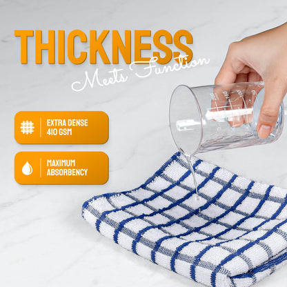 Premium Dish Towels for Kitchen, 8 Pack, 16x26 - 100% Cotton Kitchen Towels with Hanging Loop, Ultra Absorbent and Thick 410 GSM, Multicolor