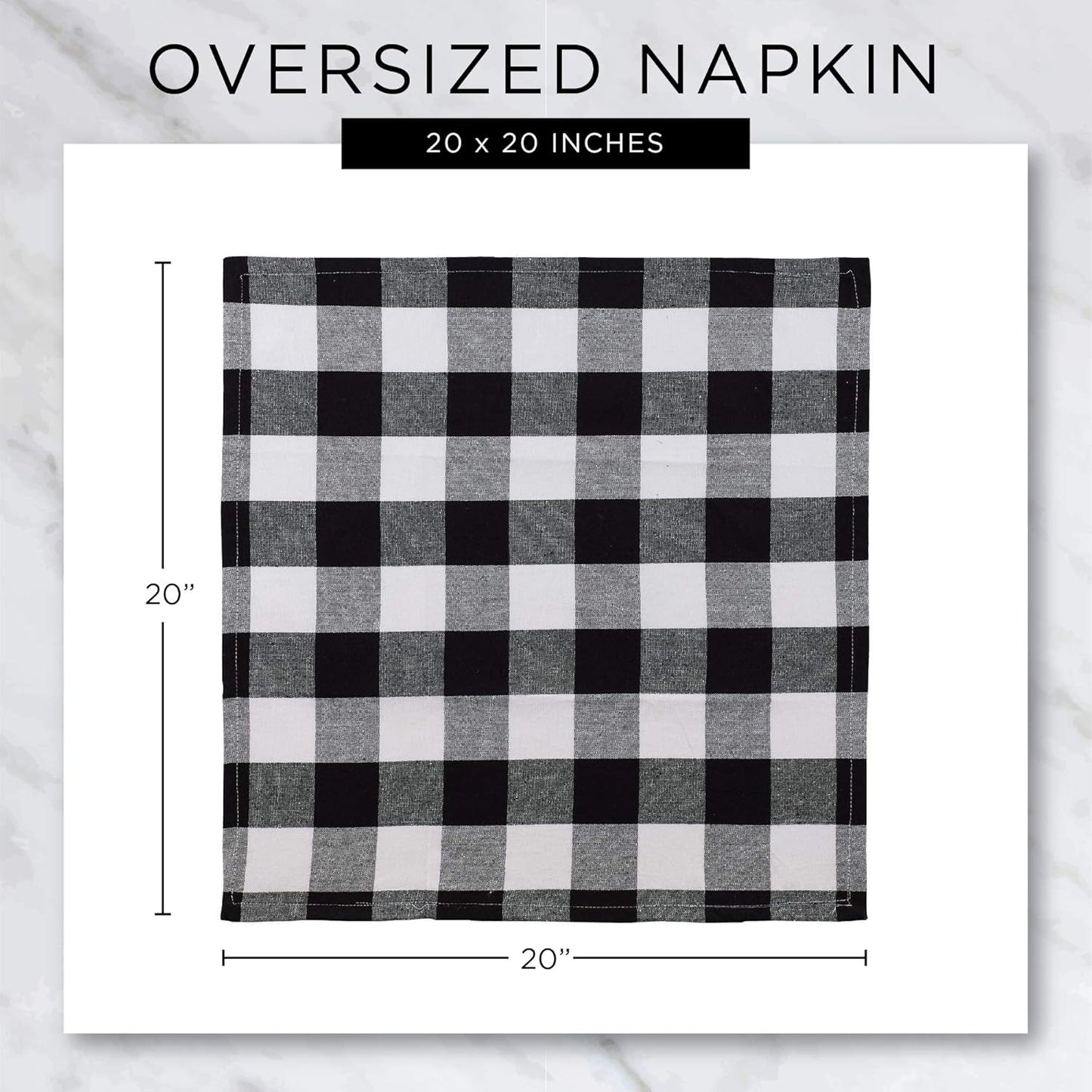 DII Buffalo Check Cloth Napkin Set, Classic Farmhouse, 20x20, Red & Black, 6 Piece