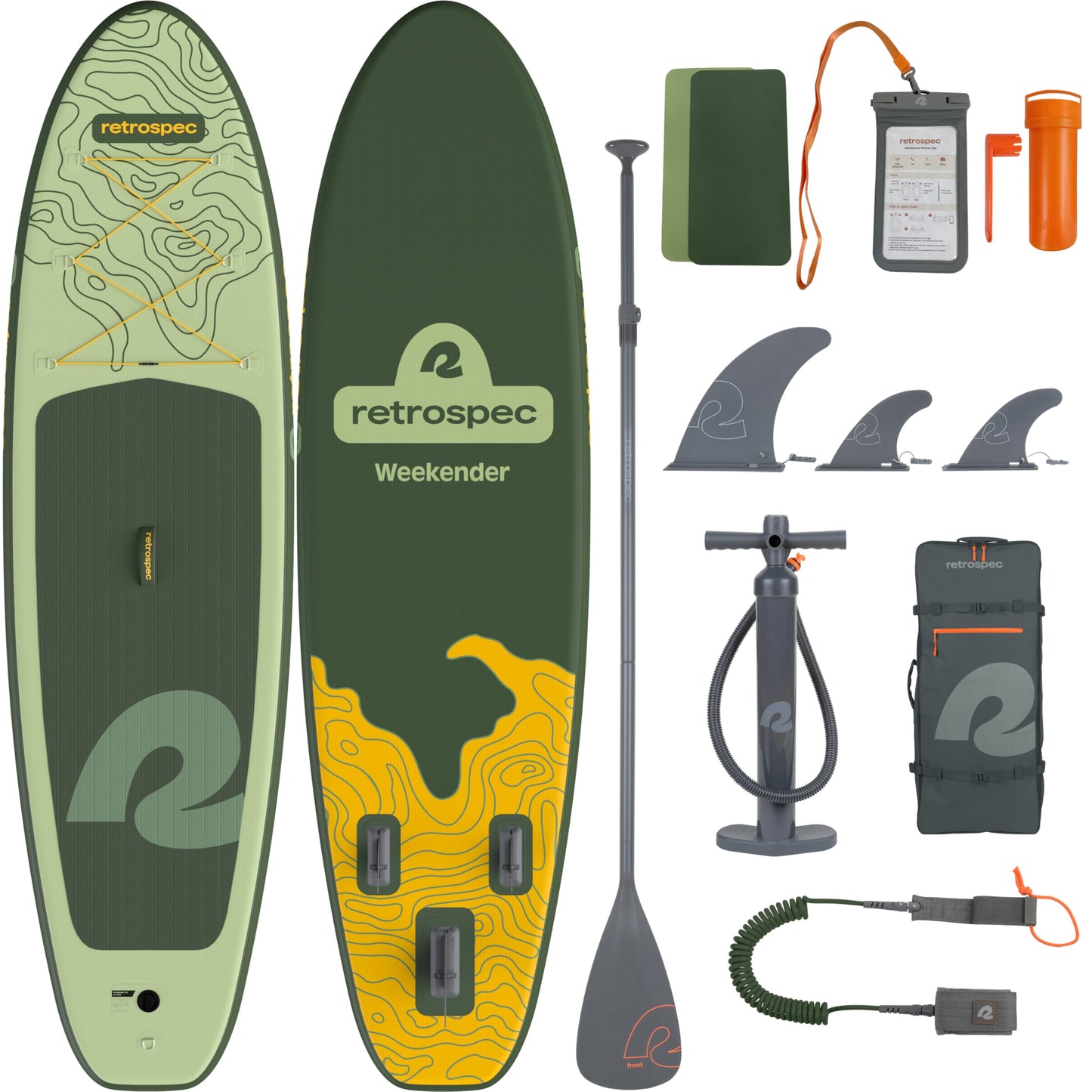 Retrospec Weekender Inflatable Stand Up Paddle Board Includes Paddle, Pump, Travel Bag and Accessories 10’6” Lightweight Inflatable SUP, Puncture Resistant Inflatable Paddle Board for Adults