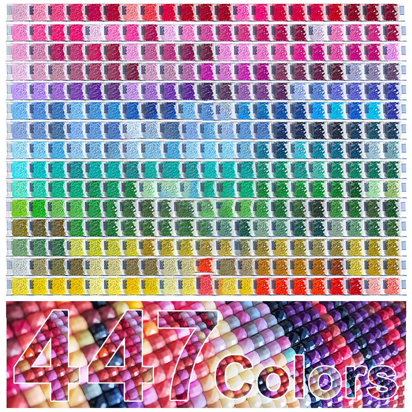 Vilihkc 447 Colors Square Beads for Diamond Painting Accessories,Rhinestones Diamond Painting Beads,Sparkle Rhinestones for Nails Diamond Art Crafts