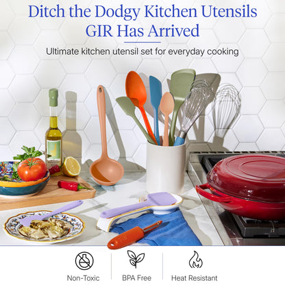 GIR: Get It Right 10-Piece Silicone Ultimate Kitchen Utensil Set – Spatulas, Ladle, Flip, Spoons, Whisk, Peeler & Spoonula – Nonstick, Non-Toxic, Heat-Resistant – Mediterranean